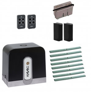 FAAC C721KIT-FA8 Автоматика для откатных ворот C721KIT-FA8, комплект: привод, радиоприемник, 2 пульта, фотоэлементы, 8 реек