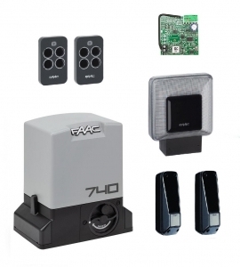 FAAC 740KIT FULL Автоматика для откатных ворот 740KIT FULL, комплект: привод, радиоприемник, 2 пульта, фотоэлементы, лампа