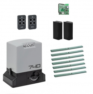 FAAC 740KIT-FA7 Автоматика для откатных ворот 740KIT-FA7, комплект: привод, радиоприемник, 2 пульта, фотоэлементы, 7 реек