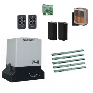 FAAC 741KIT FULL-A5 Автоматика для откатных ворот 741KIT FULL-A5, комплект: привод, радиоприемник, 2 пульта, фотоэлементы, лампа, 5 реек