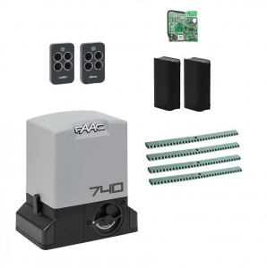 FAAC 740KIT-FA4 Автоматика для откатных ворот 740KIT-FA4, комплект: привод, радиоприемник, 2 пульта, фотоэлементы, 4 рейки