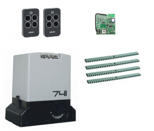 FAAC 741KIT-KR4 Автоматика для откатных ворот 741KIT-KR4, комплект: привод, радиоприемник, 2 пульта, 4 рейки
