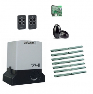 FAAC 741KIT-FK7 Автоматика для откатных ворот 741KIT-FK7, комплект: привод, радиоприемник, 2 пульта, фотоэлементы, 7 реек