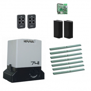 FAAC 741KIT-FA7 Автоматика для откатных ворот 741KIT-FA7, комплект: привод, радиоприемник, 2 пульта, фотоэлементы, 7 реек