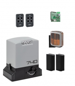 FAAC 740KIT FULL-A Автоматика для откатных ворот 740KIT FULL-A, комплект: привод, радиоприемник, 2 пульта, фотоэлементы, лампа