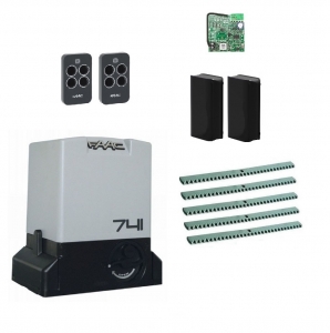 FAAC 741KIT-FA5 Автоматика для откатных ворот 741KIT-FA5, комплект: привод, радиоприемник, 2 пульта, фотоэлементы, 5 реек