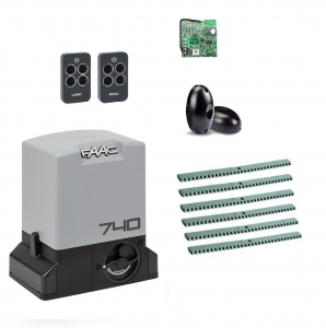 FAAC 740KIT-FK6 Автоматика для откатных ворот 740KIT-FK6, комплект: привод, радиоприемник, 2 пульта, фотоэлементы, 6 реек