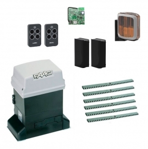 FAAC 746KIT FULL-A6 Автоматика для откатных ворот 746KIT FULL-A6, комплект: привод, радиоприемник, 2 пульта, фотоэлементы, лампа, 6 реек