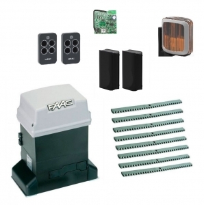 FAAC 746KIT FULL-A8 Автоматика для откатных ворот 746KIT FULL-A8, комплект: привод, радиоприемник, 2 пульта, фотоэлементы, лампа, 8 реек