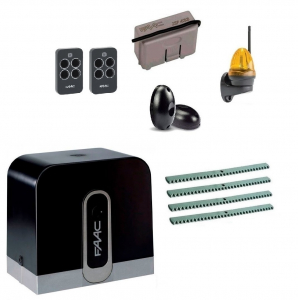 FAAC C720KIT FULL4-К Автоматика для откатных ворот C720KIT FULL4-К, комплект: привод, радиоприемник, 2 пульта, фотоэлементы, лампа, 4 рейки