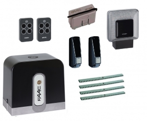 FAAC C721KIT FULL4 Автоматика для откатных ворот C721KIT FULL4, комплект: привод, радиоприемник, 2 пульта, фотоэлементы, лампа, 4 рейки