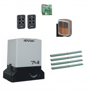 FAAC 741KIT-LA4 Автоматика для откатных ворот 741KIT-LA4, комплект: привод, радиоприемник, 2 пульта, лампа, 4 рейки