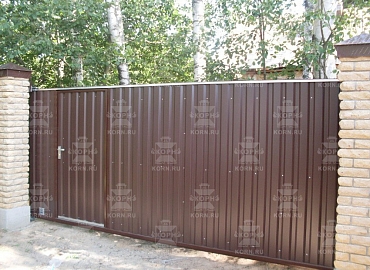 Откатные ворота серии КЛАССИК с врезной калиткой