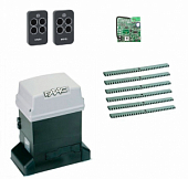 Автоматика для откатных ворот 746KIT-KR6, комплект: привод, радиоприемник, 2 пульта, 6 реек