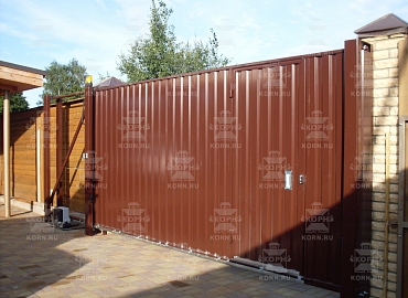 Откатные ворота серии ЕВРО с врезной калиткой