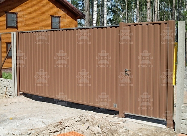 Откатные ворота и калитка серии ЕВРО