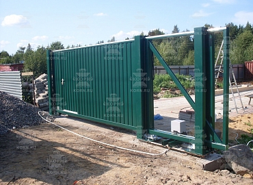 Откатные ворота серии ЕВРО с врезной калиткой